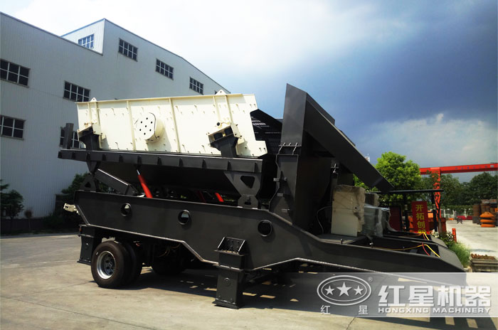 可移動振動篩沙機(jī)，半掛車車頭牽引隨時隨地流動作業(yè)